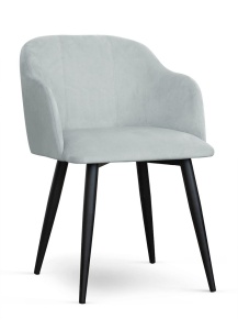 SCAUN DINING DANEZ, GRI/NEGRU, TAPITERIE DIN CATIFEA SI PICIOARE DIN METAL, STIL MODERN