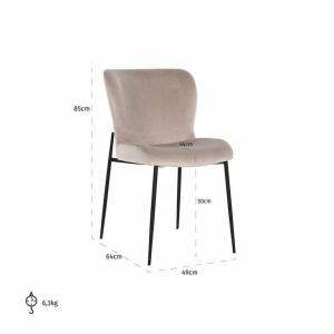 SCAUN DINING DARBY, BEJ/NEGRU, TAPITERIE DIN CATIFEA SI PICIOARE DIN METAL, STIL MODERN B2 - Img 5