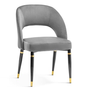 SCAUN DINING DIVA, GRI/NEGRU/AURIU, TAPITERIE DIN CATIFEA SI PICIOARE DIN METAL, STIL MODERN, ATR