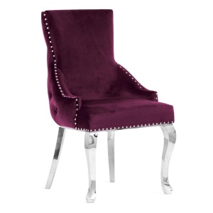 SCAUN DINING EDWARD GLAMOUR, BORDO/CROM, STIL CLASIC