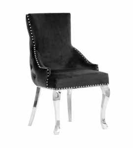 SCAUN DINING EDWARD GLAMOUR, NEGRU/CROM, STIL CLASIC