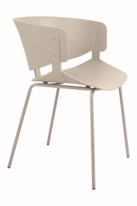 SCAUN DINING GARRET, BEJ, DIN POLIPROPILENA SI METAL, STIL MODERN