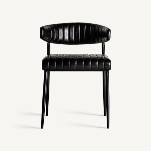 SCAUN DINING JARPEN, NEGRU, CU BRATE, CONFECTIONAT DIN PIELE SI METAL, STIL MODERN