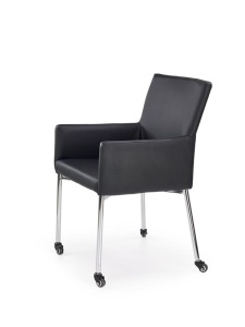SCAUN DINING K256 NEGRU/CROM CU ROTI STIL MODERN HALMAR - Img 1