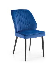 SCAUN DINING K432, ALBASTRU/NEGRU, CU TAPITERIE DIN CATIFEA SI PICIOARE DIN METAL, STIL MODERN - Img 1