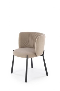 SCAUN DINING K531, BEJ/NEGRU, TAPITERIE DIN CATIFEA SI PICIOARE DIN METAL, STIL MODERN - Img 1