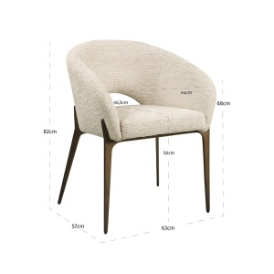 SCAUN DINING KENZI, REALIZAT DIN LEMN DE FAG SI TEXTIL IGNIFUG, CULOARE ALB/NATUR, DESIGN DEOSEBIT, RICHMOND INTERIORS - Img 6