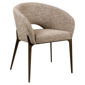 SCAUN DINING KENZI, REALIZAT DIN METAL, LEMN DE FAG SI TEXTIL IGNIFUG, CULOARE CAPPUCCINO, DESIGN DEOSEBIT, RICHMOND INTERIORS