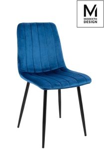 SCAUN DINING LARA, ALBASTRU INCHIS/NEGRU, TAPITERIE DIN CATIFEA SI PICIOARE DIN METAL, STIL MODERN B2