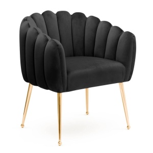 SCAUN DINING LILI, NEGRU/AURIU, STIL MODERN, CONFECTIONAT DIN METAL SI CATIFEA