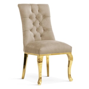 SCAUN DINING LORD GLAMOUR, BEJ/AURIU, STIL CLASIC