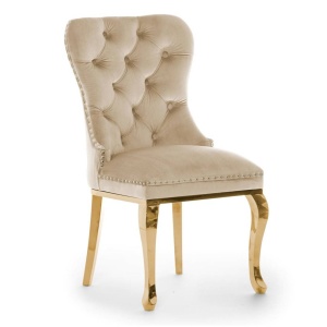 SCAUN DINING MADAME GLAMOUR, BEJ/AURIU, STIL CLASIC