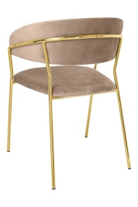 SCAUN DINING MARGO, KHAKI/AURIU, DIN CATIFEA SI METAL, STIL MODERN - Img 4