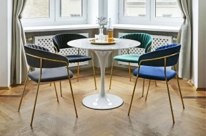 SCAUN DINING MARGO, VERDE INCHIS/AURIU, DIN CATIFEA SI METAL, STIL MODERN - Img 8