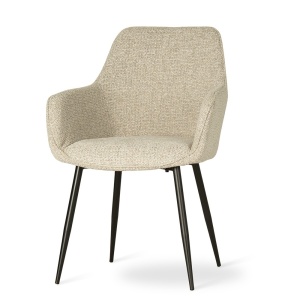 SCAUN DINING NANO, KAKI/NEGRU, CONFECTIONAT DIN TAPITERIE DIN TEXTIL, SPUMA SI PICIOARE DIN METAL, STIL MODERN