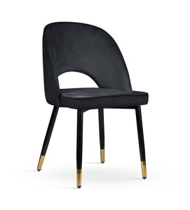 SCAUN DINING NOVAR, NEGRU/AURIU/NEGRU, TAPITERIE DIN CATIFEA SI PICIOARE DIN METAL, STIL MODERN