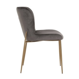 SCAUN DINING ODESSA, GRI INCHIS/AURIU, DIN CATIFEA SI METAL, STIL MODERN B2 - Img 4