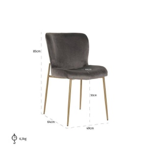 SCAUN DINING ODESSA, GRI INCHIS/AURIU, DIN CATIFEA SI METAL, STIL MODERN B2 - Img 5
