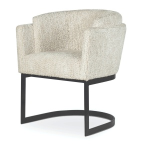 SCAUN DINING OLIMP, CREM/NEGRU, CONFECTIONAT DIN TAPITERIE DIN TEXTIL, SPUMA SI PICIOARE DIN METAL, STIL MODERN
