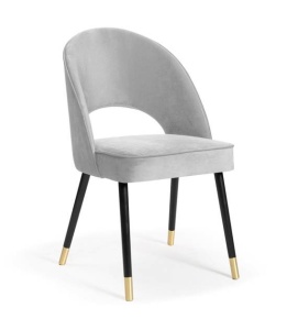 SCAUN DINING PONTE PLUS, GRI/NEGRU/AURIU, TAPITERIE DIN CATIFEA SI PICIOARE DIN METAL,STIL MODERN