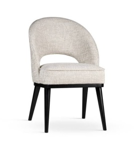 SCAUN DINING PONTE PRO SUPREME, BEJ/NEGRU, TAPITERIE DIN STOFA SI PICIOARE DIN LEMN,STIL MODERN
