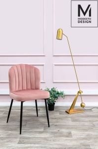 SCAUN DINING RANGO, ROZ/NEGRU, DIN CATIFEA SI METAL, STIL MODERN - Img 2