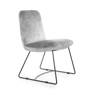 SCAUN DINING REGAGGIO, GRI/NEGRU, TAPITERIE DIN CATIFEA SI PICIOARE DIN METAL, STIL MODERN