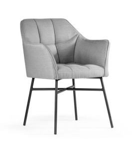 SCAUN DINING RIMINI, GRI/NEGRU, TAPITERIE DIN STOFA SI PICIOARE DIN METAL, STIL MODERN, ATR