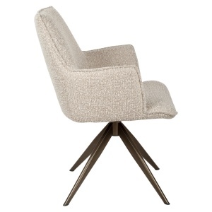 SCAUN DINING ROTATIV CU BRATE, DAKOTA, REALIZAT DIN METAL, PLACAJ SI TEXTIL, CULOARE BEJ, DESIGN DEOSEBIT, RICHMOND INTERIORS - Img 3