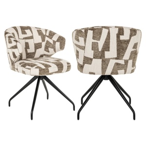 SCAUN DINING ROTATIV MILLY, REALIZAT DIN METAL, LEMN DE FAG SI TEXTIL, CULOARE BEJ, DESIGN DEOSEBIT, RICHMOND INTERIORS