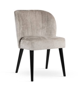 SCAUN DINING SHELLY SUPREME, BEJ/NEGRU, TAPITERIE DIN STOFA FINA SI PICIOARE DIN LEMN, STIL MODERN