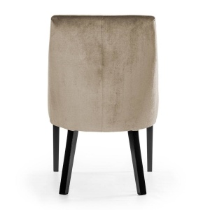 SCAUN DINING SORRO, BEJ/NEGRU, TAPITERIE DIN CATIFEA SI PICIOARE DIN LEMN, STIL MODERN - Img 3