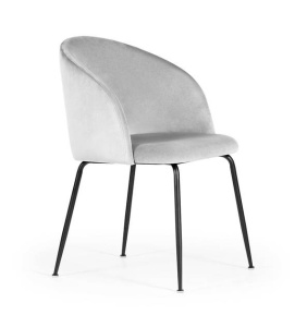 SCAUN DINING SUSAN, GRI/NEGRU, TAPITERIE DIN CATIFEA SI PICIOARE DIN METAL, STIL MODERN, ATR