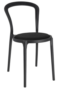 SCAUN DINING/TERASA SLIM, NEGRU, DIN POLIPROPILENA SI STOFA, STIL MODERN