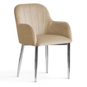 SCAUN DINING TULIP, BEJ/CROM, STIL MODERN