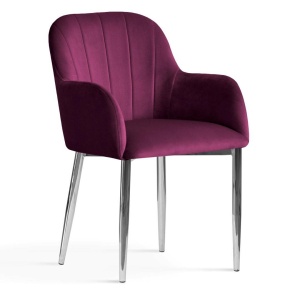 SCAUN DINING TULIP, BORDO/CROM, STIL MODERN, ATR