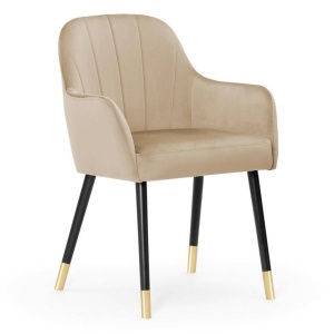 SCAUN DINING TULIP PLUS, BEJ/NEGRU/AURIU, STIL MODERN
