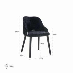 SCAUN DINING TWIGGY, NEGRU/NEGRU, TAPITERIE DIN TESATURA CHENILLE SI PICIOARE DE LEMN, STIL MODERN B2 - Img 8