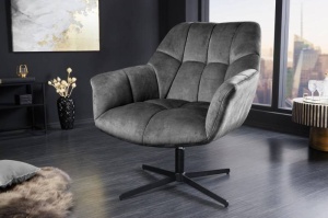 SCAUN/FOTOLIU ROTATIV 360°, PAPILLON 80/90CM, CATIFEA GRI SI METAL, DESIGN INDUSTRIAL
