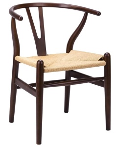 SCAUN MARO INCHIS WISHBONE DIN LEMN CU FIBRE NATURALE STIL MODERN
