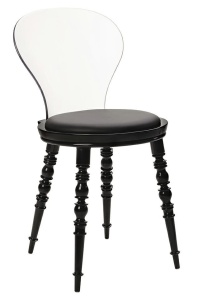 SCAUN NEGRU CU SPATAR TRANSPARENT SLIP STIL MODERN B2
