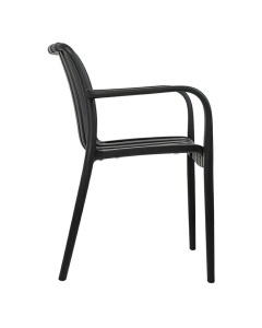 SCAUN PENTRU EXTERIOR/INTERIOR STRIPS, NEGRU, DIN POLIPROPILENA, STIL MODERN MINIMALIST - Img 2