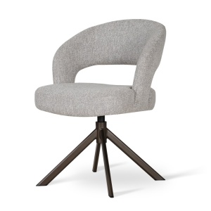 SCAUN PIVOTANT CELESTE, CONFECTIONAT DIN METAL, SPUMA, ARCURI SI TEXTIL, GRI/NEGRU, STIL MODERN