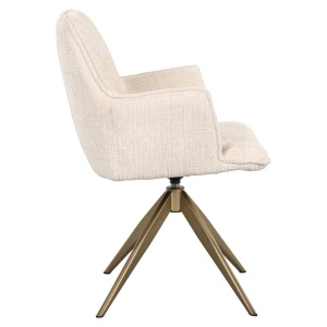 SCAUN PIVOTANT DAKOTA NIAGARA BEIGE, CU BRATE, 212405, CONFECTIONAT DIN POLIESTER, METAL SI SPUMA, BEJ/AURIU, STIL MODERN - Img 2