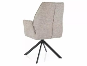 SCAUN PIVOTANT HUGO, BEJ 31/NEGRU MAT, TAPITERIE DIN STOFA BREGO SI PICIOARE DIN METAL, STIL MODERN - Img 3