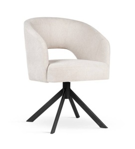 SCAUN PIVOTANT INES SUPREME, BEJ/NEGRU, TAPITERIE DIN STOFA SI PICIOARE DIN METAL, STIL MODERN
