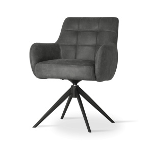 SCAUN PIVOTANT MATERO, ANTRACIT/NEGRU BULL 67, CONFECTIONAT DIN TAPITERIE DIN TEXTIL SI PICIOARE DIN METAL, STIL MODERN