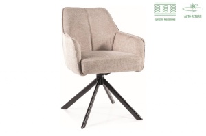 SCAUN PIVOTANT NOTTI, BEJ 31/NEGRU MAT, TAPITERIE DIN STOFA BREGO SI PICIOARE DIN METAL, STIL MODERN - Img 1