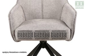 SCAUN PIVOTANT NOTTI, BEJ 31/NEGRU MAT, TAPITERIE DIN STOFA BREGO SI PICIOARE DIN METAL, STIL MODERN - Img 4