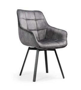 SCAUN PIVOTANT OLSON, GRI/NEGRU, TAPITERIE DIN CATIFEA SI PICIOARE DIN METAL, STIL MODERN, ATR